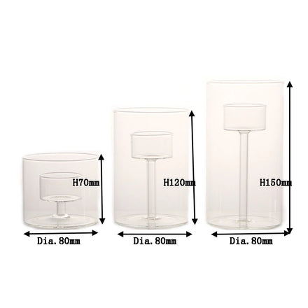 Small Batch Cylinder Glass Candle Holder With Tube Connected Holder for Wedding Birthday Romantic Dinner