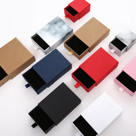 Custom Logo Printed Black Foam Jewelry Box with Slide Drawer Matt Lamination Fashion Style for Necklace Gift Bag