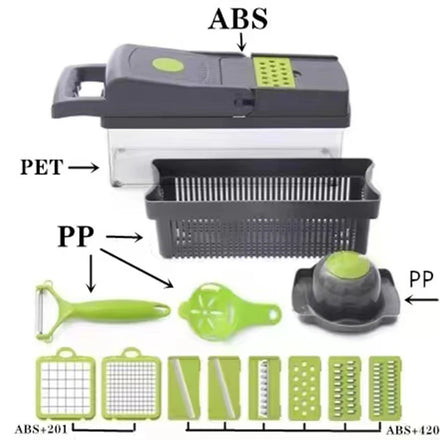 12 in 1 Commercial Multifunctional Vegetable Cutter Slicer Set Manual Operation Plastic PP Material for Chopping Onions