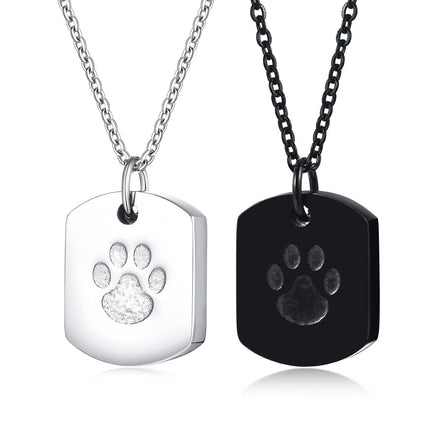 New Stainless Steel Dog Paw Print Memorial Ash Necklace Keepsake Pendant Cat Dog Ashes Cremation Jewelry