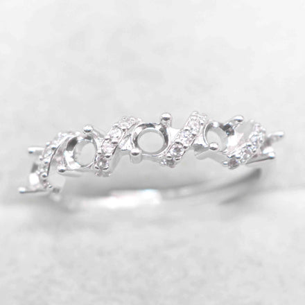 Sterling Silver 3*3mm Semi Mount Ring Empty Frame Blank Support Claw Setting S925 Base Holder Without Center Stone for Inlay DIY