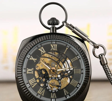 Skeleton Dia Roman Antique Men Square Watch Manual Mechanical Pocket Watches