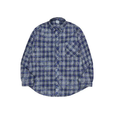 Wholesale Plaid Button up Shirt Oversized Plaid Shirt Men Vintage Blank Shirts