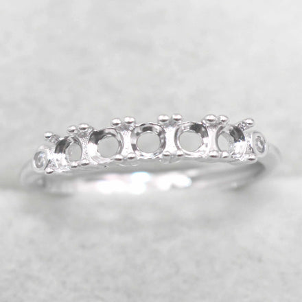 Sterling Silver 3*3mm Semi Mount Ring Empty Frame Blank Support Claw Setting S925 Base Holder Without Center Stone for Inlay DIY