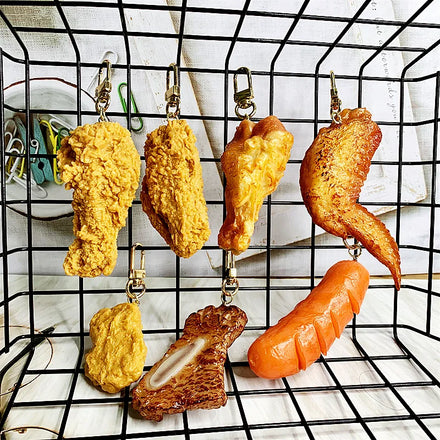 Wholesale Simulation Food Keychain Realistic Fried Chicken Drumstick Key Ring
