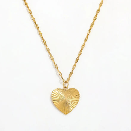 Fenny PVD Plated Permanent Charm Heart Burst Pendant Necklace Ready to Ship Stainless Steel Jewelry Wholesale