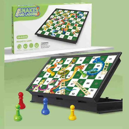 Wholesale Plastic Portable Magnetic Folding Crazy Chess Game 25 cm Board Set Snakes and Ladders Game for Children Educational