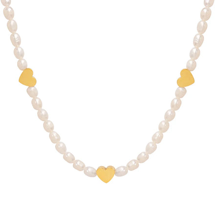 Design Fresh Heart Pendant Necklace with Pearl Chain Necklace