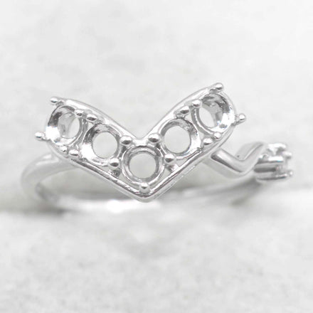 Sterling Silver 3*3mm Semi Mount Ring Empty Frame Blank Support Claw Setting S925 Base Holder Without Center Stone for Inlay DIY