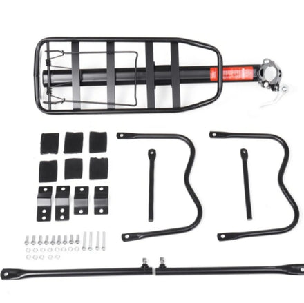 RTS Cycle Zone Mountain Bike Rear Luggage Rack Steel Quick Detachable Passenger Backseat Cargo Frame 1.3kg Black Custom Logo