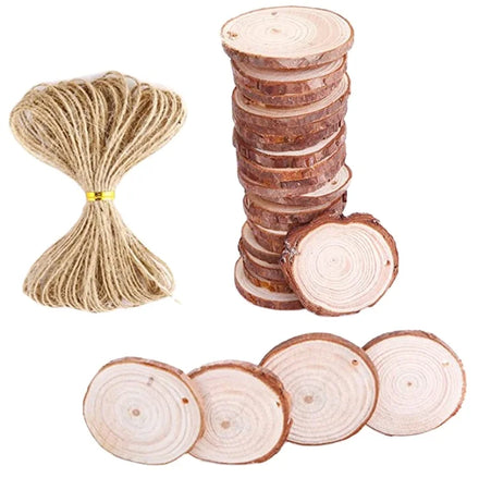 TaiLai Round Tree Unfinished Natural Wood Slices Kit Circles with Bark for Coasters DIY Crafts Christmas Ornaments Sports