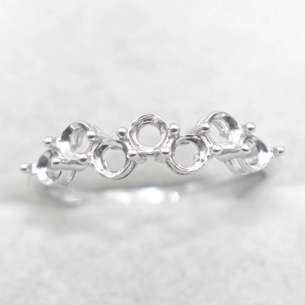 Sterling Silver 3*3mm Semi Mount Ring Empty Frame Blank Support Claw Setting S925 Base Holder Without Center Stone for Inlay DIY
