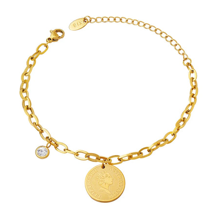 French Round Brand Portrait Pendant Bracelet Zircon Jewelry Stainless Steel Bracelet