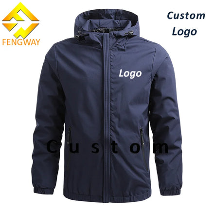 Fengway Custom Men's Sport Casual Bomber Jacket with Hood Windproof Zipper Trendy All-Match for Outdoor Use