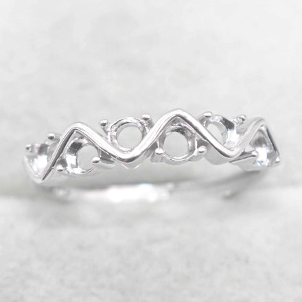 Sterling Silver 3*3mm Semi Mount Ring Empty Frame Blank Support Claw Setting S925 Base Holder Without Center Stone for Inlay DIY