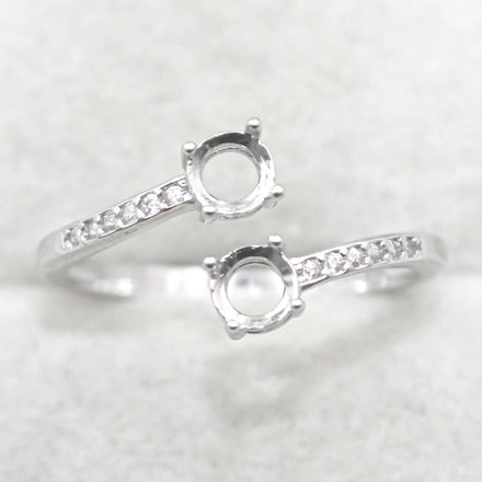Sterling Silver 4*4mm Semi Mount Ring Empty Frame Blank Support Claw Setting S925 Base Holder Without Center Stone for Inlay DIY