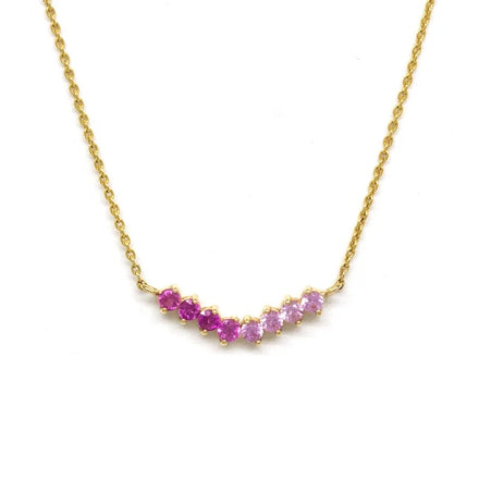 Milskye Designer Elegant Jewelry 18k Gold Plated Silver 925 pink Rose Red Round CZ Crystal Necklace