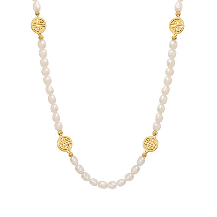 Designer National Style Necklace Freshwater Pearl Chain Necklace