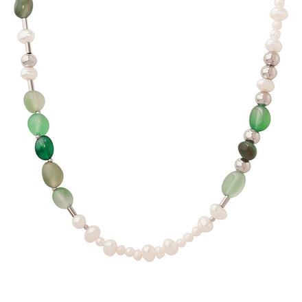 Design Necklace Women's Freshwater Pearl Natural Stone Stainless Steel Chain Necklace