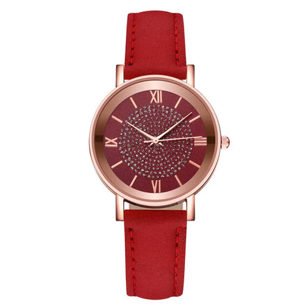 Women's Luxury Quartz Watch with Crystal Dial Rhinestone Bracelet 40mm Glass Dial Display Casual Style for Male and Female