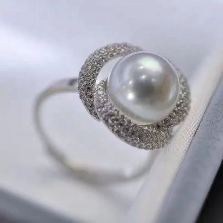 R1163 8-9mm Natural Freshwater Pearl Ring Accessory 925 Sterling Silver Adjustable Size Engagement Jewelry Ring for Women