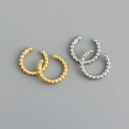 Personality Ear Bone Clip Earrings Jewelry Woman Small Ball Beads Sterling Silver 925 Earrings Gold