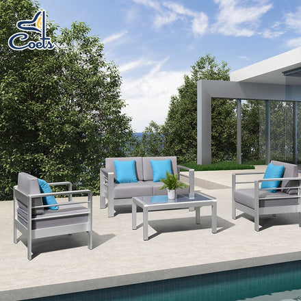 Outdoor Furniture Set Minimalistic Balcony Garden Outdoor Patio Metal Aluminum Sofa Set