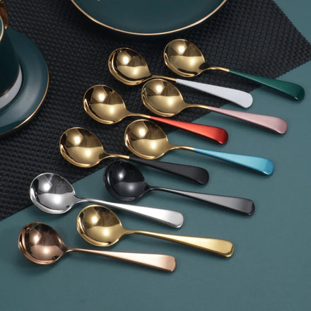 Multifunctional Korean Travel Wedding Luxury Souvenirs Stirring Gold Ladle Cutlery Stainless Coffee Tea Spoon Set