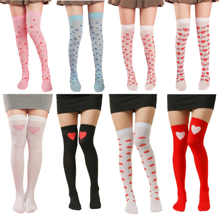 Wholesale Heart Long Thigh High Stockings Women Cosplay Costume Valentine Day Love Knee High Socks