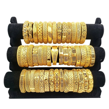 Wholesale Hollow Dubai Wedding Gold Plated Bangles Jewelry Brides Luxury Bracelet for Women