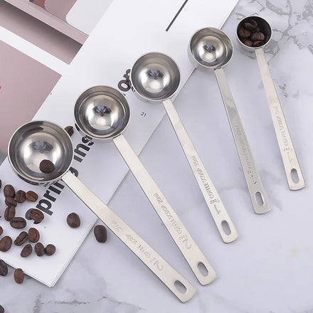 Food Grade Silver Stainless Steel 18/8 5ml 7.5ml Coffee Tea Milk Powder Measure Tablespoon Scoop Set for Camping Restaurants