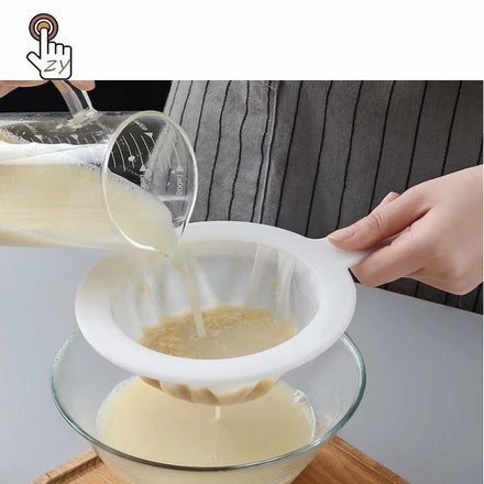 Household Kitchen Soybean Milk Filter Residue Juice Filter Reusable Nylon Strainer Mesh with Handle