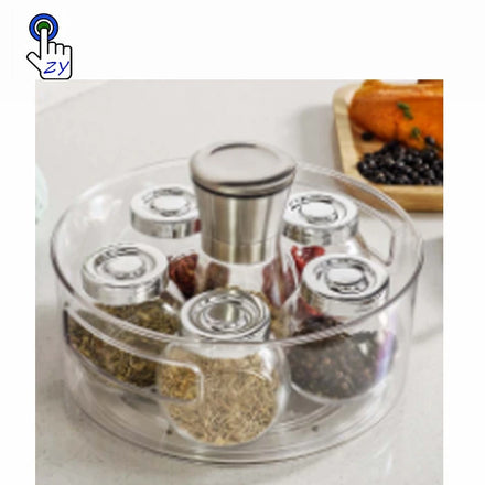 Vacane Clear Acrylic Lazy Susan Kitchen Cabinet Spice Storage Rotating Tray Plastic Lazy Susan Turntable Organizer