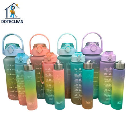 The Latest Popular Gradual Color Super Large and Small Capacity Straw Plastic Water Cup Three Piece Water Cup Factory