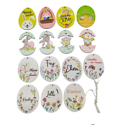 New Wooden Handicraft Egg Easter Rabbit Easter Wood Pendant