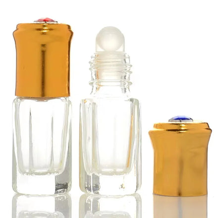 Wholesale 3ml 6ml Luxury Unique Gold Cylinder Glass Perfume & Essential Oil Roll on Roller Bottle for Face Cream