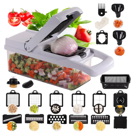 22 in 1 Processor Manual Hand Kitchen Dicer Cutter Machine Salad Potato Carrot Garlic Fruits Vegetable Chopper Mandolin Slicer