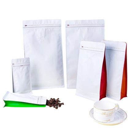Aluminium Foil Coffee Tea Packaging Bags Flat Bottom 100g 250g 500g with Valve Zipper for Coffee Beans Pet Food Jelly Sushi