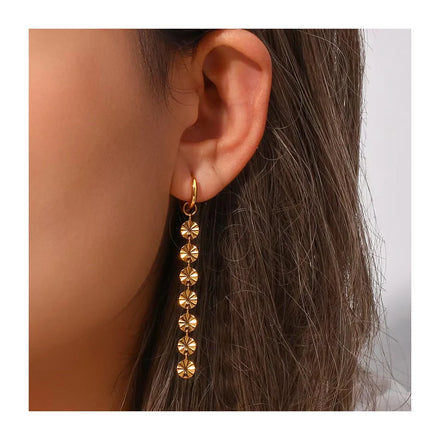 Fashion Fine Jewelry 18K Gold Stainless Steel Chain Link Long Tassel Drop Statement Earrings for Women