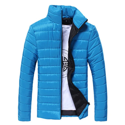 Classical Rib Shaped Men's Slim Casual Warm Jacket Woven Dyed Lightweight Fleece Windproof Breathable Mock Thicken Warm Stand