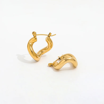 Fenny 18K PVD Plated Vintage Geometric U-shaped Hoop Earring Trendy Wholesale Stainless Steel Ladies Jewelry
