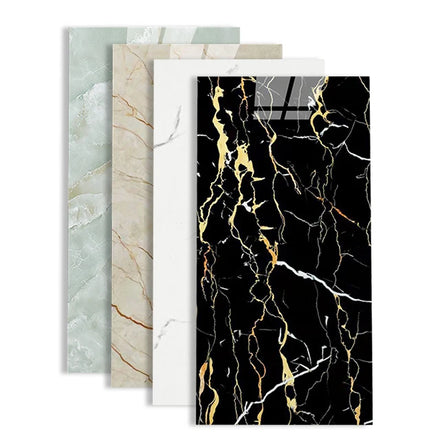 Modern Marble Pattern Back Aluminium 60*30 cm PVC & IXPE Foam Waterproof Self-Adhesive Wall Tiles for Kitchen and Bathroom Use