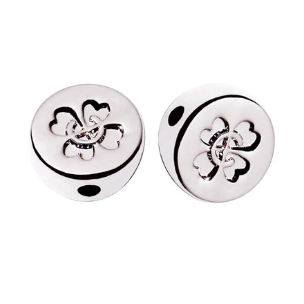 Custom Flower logo Flat Beads Fitting Silver Plating Bracelet Accessory Brand Metal Pendant for Necklace