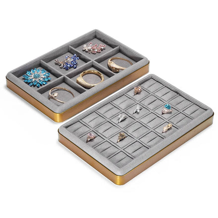 DIGU Jewelry Display Tray Luxury Metal+microfiber Stackable Jewellery Ring Earrings Necklace Bracelet Jewelry Display Tray