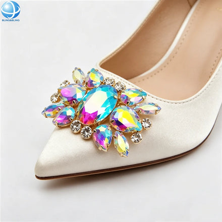 Customized Colors Rhinestone Strass Shoe Buckle for Ladies Shoe Ornament Italian High Heel Handbag Set Decoration