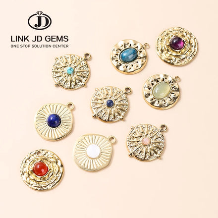 JD New Fashion Stainless Steel Natural Stone Necklace Pendant Necklace for Women Jewelry Gift