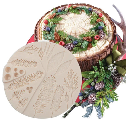 New Christmas Pine Tree Leaves Pine Fruit Sugar Flipping Silicone Mold Pine Branch Cake Baking Mold