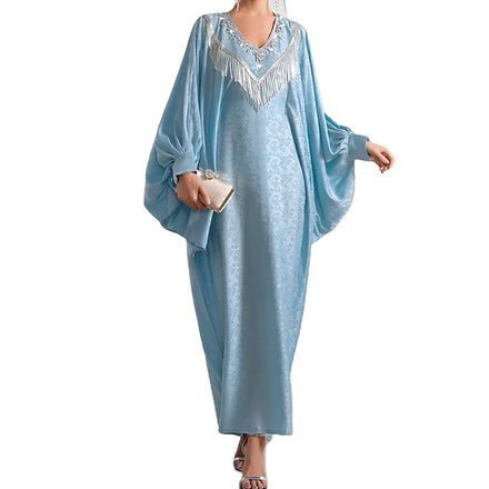 2023 Spuer Design Women Abaya Elegant Middle East Dubai Party Stylish Abaya Kaftan Beaded Tassel Robe Muslim Women Abaya