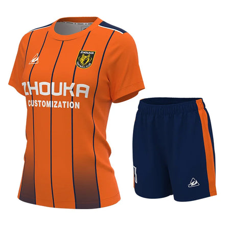 Orange Soccer Jersey and Shorts for Women Soccer Uniforms Women Football Jersey Uniform Designs Women Soccer Sportswear