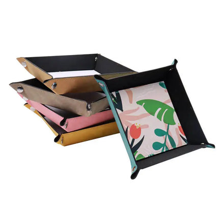 Wholesale Custom Single Living Room Storage Organizer Sublimation Blank Foldable PU Leather Storage Tray Classic Square Design